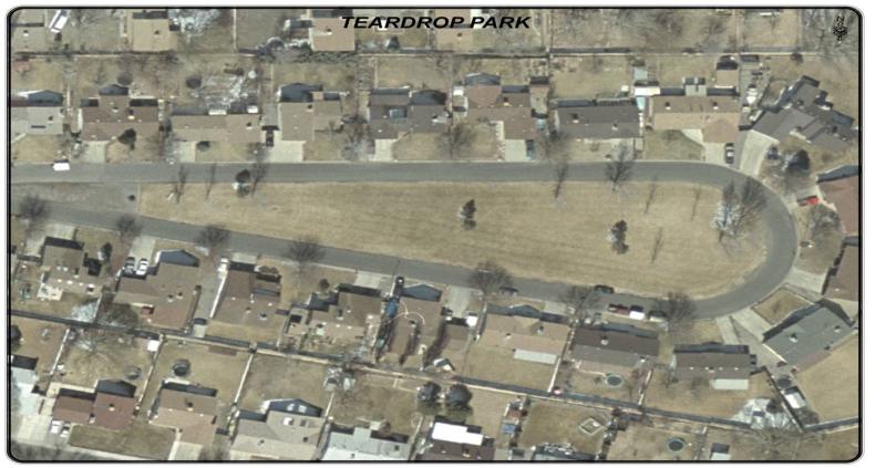 Aerial photograph of Teardrop Park