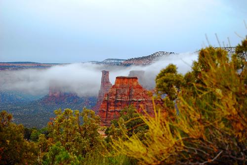 Photograph of the Colorado National Monument in winter from Redlands area in Grand Junction Colorado
