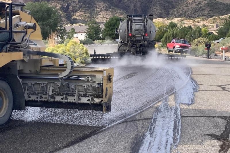 Large equipment working on road. 