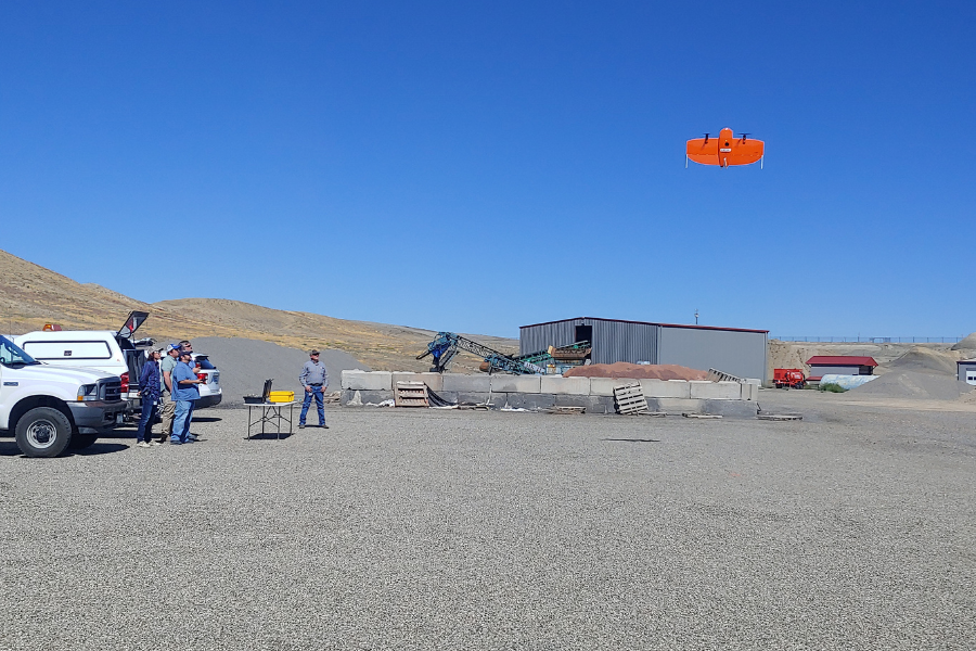 Wingtra One drone flies over the public works campus