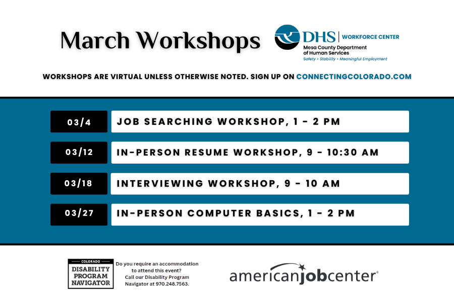 March workshops graphic