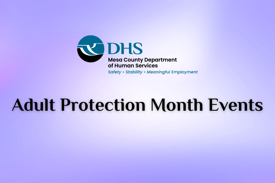 Adult Protection Month Events on purple background with DHS logo.