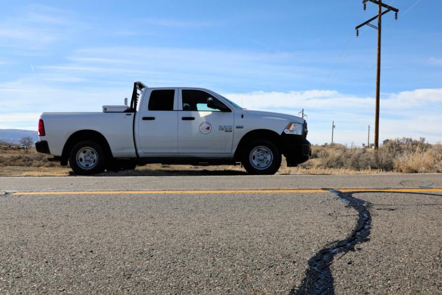 A white Mesa County truck.