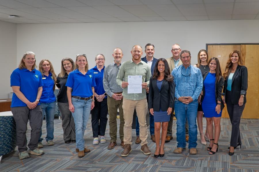 A group of people smiling. 