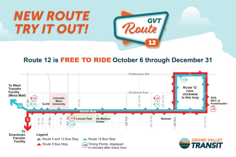 Route 12 is free to ride October 6 to December 31