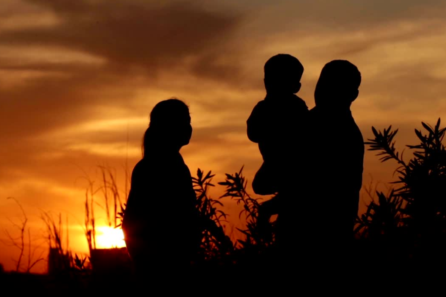 Family at sunset