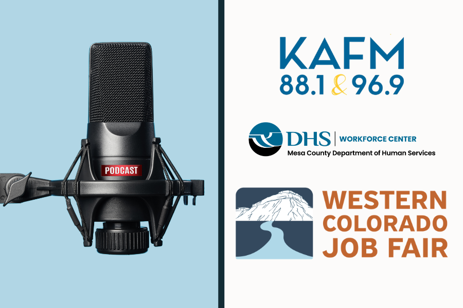 KAFM, WFC and Job Fair logos with microphone image