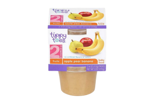 package of tippy toes apple pear banana fruit puree